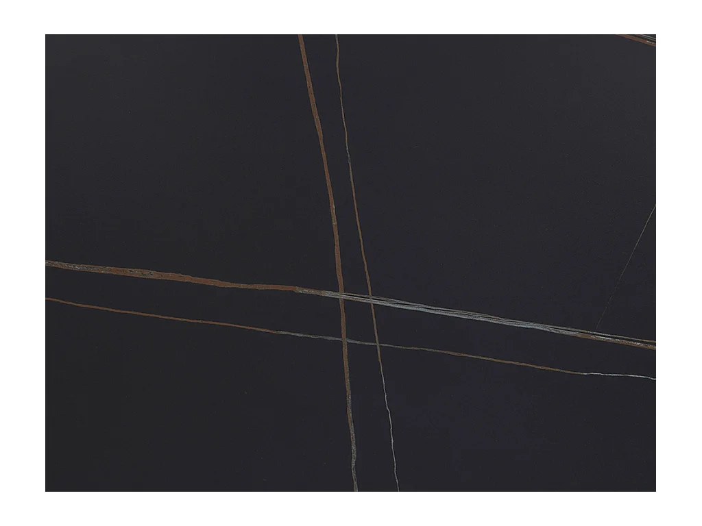 Esstisch ausziehbar - 6 bis 10 Personen - Keramik & Metall - Marmor-Optik Schwarz - SARINO