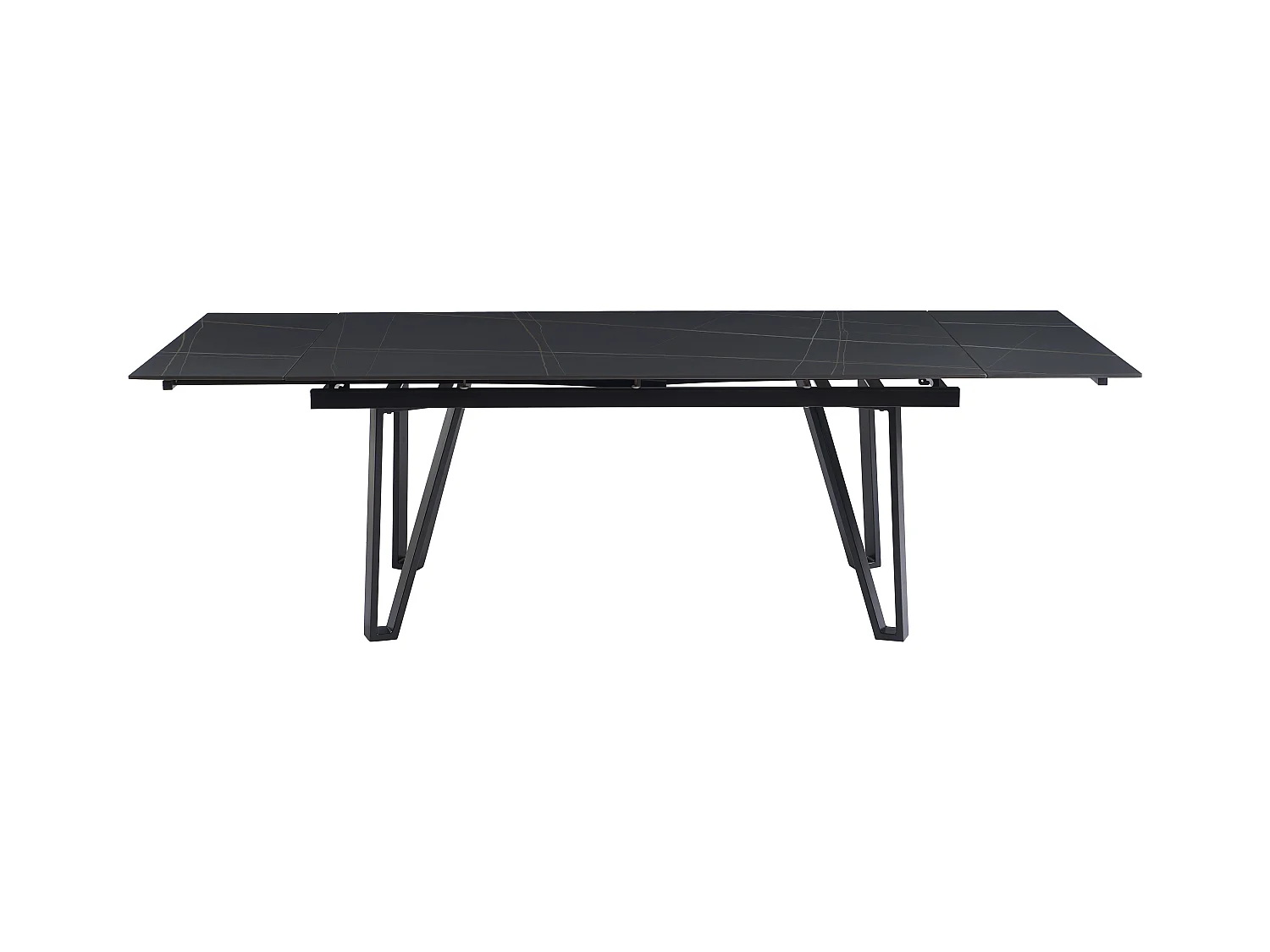 Esstisch ausziehbar - 6 bis 10 Personen - Keramik & Metall - Marmor-Optik Schwarz - SARINO