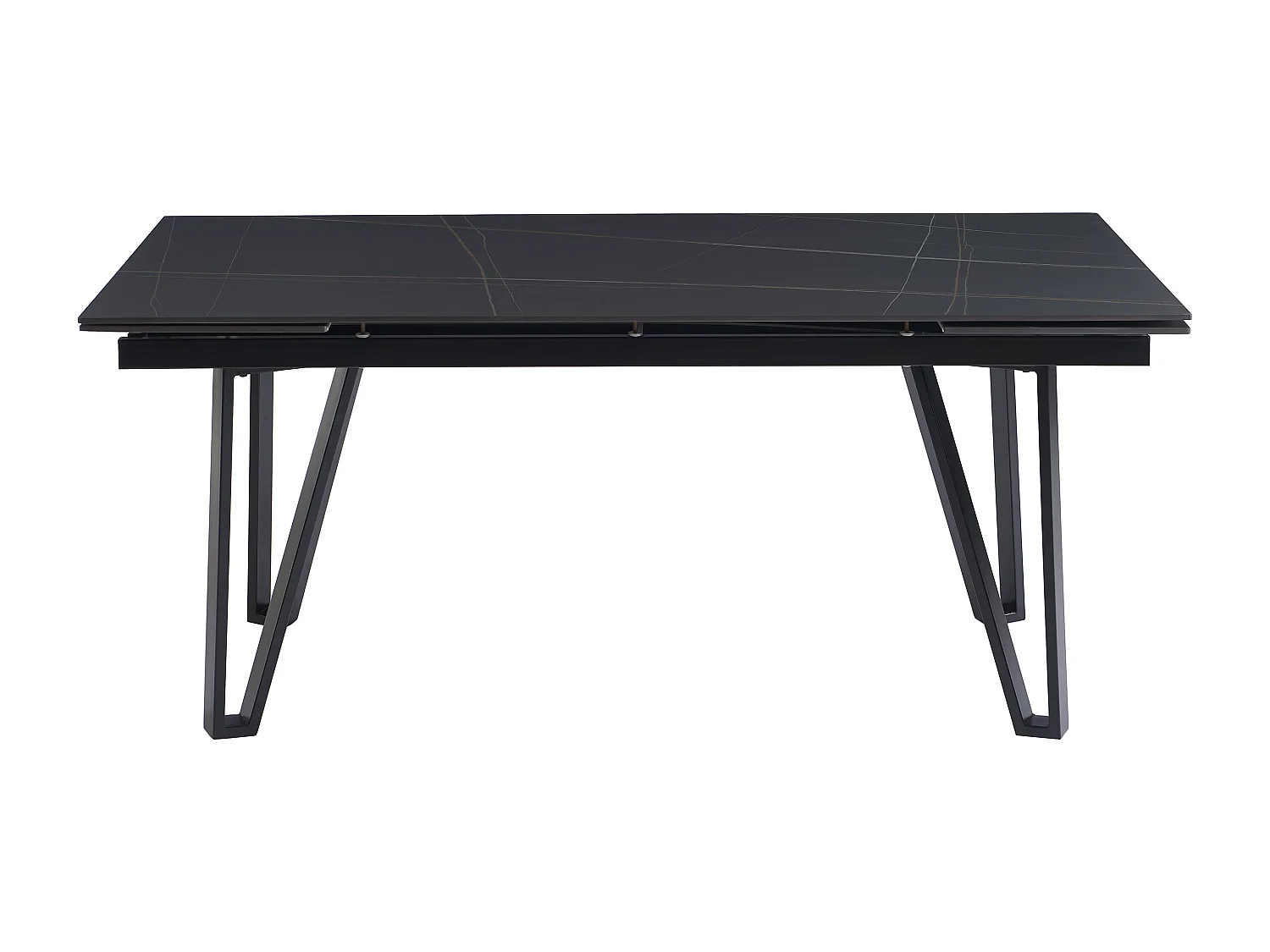 Utdragbart matbord för 6 till 10 personer i keramik och metall - Svart marmoreffekt - SARINO