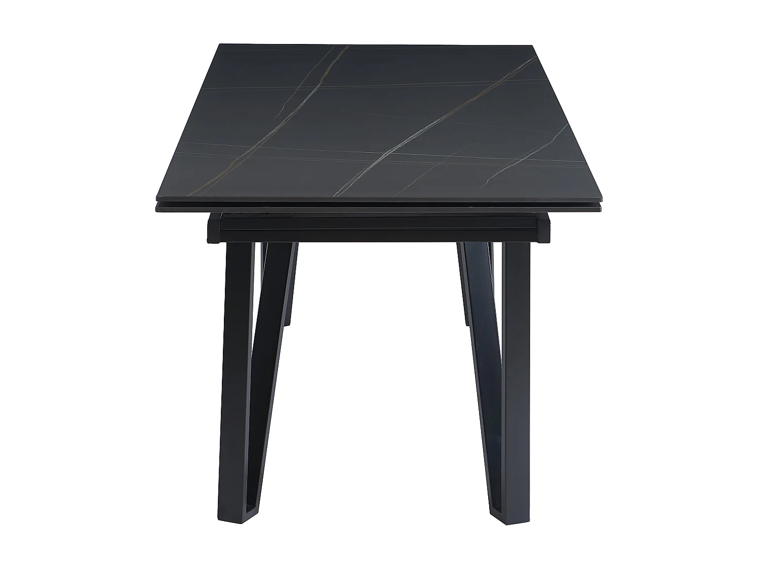Utdragbart matbord för 6 till 10 personer i keramik och metall - Svart marmoreffekt - SARINO