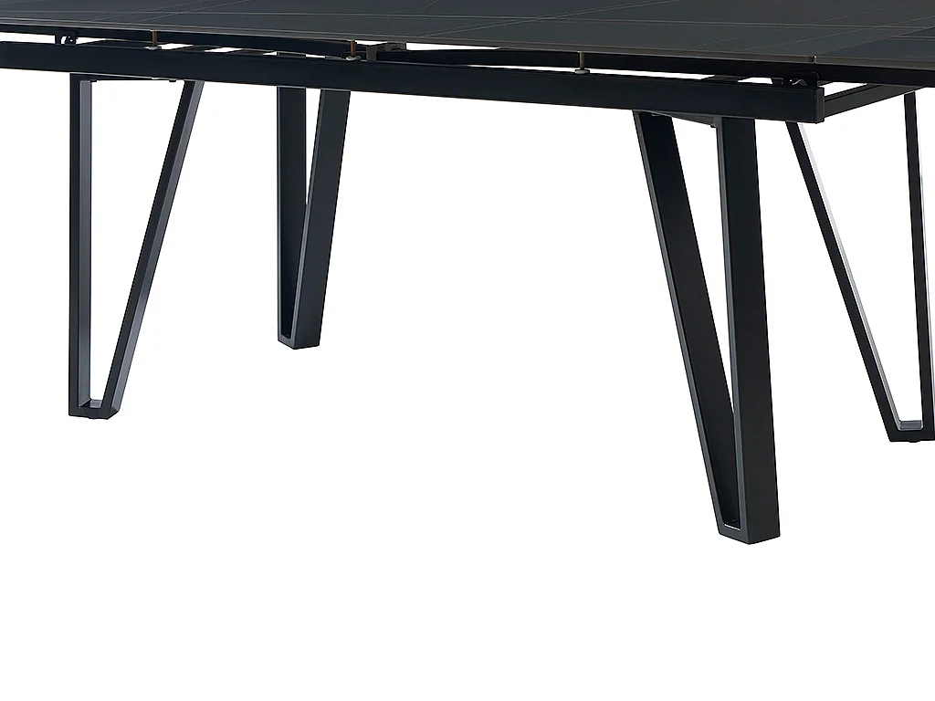 Utdragbart matbord för 6 till 10 personer i keramik och metall - Svart marmoreffekt - SARINO