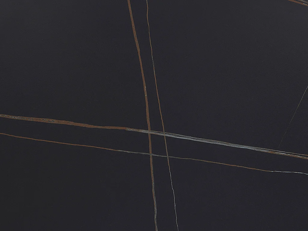 Utdragbart matbord för 6 till 10 personer i keramik och metall - Svart marmoreffekt - SARINO