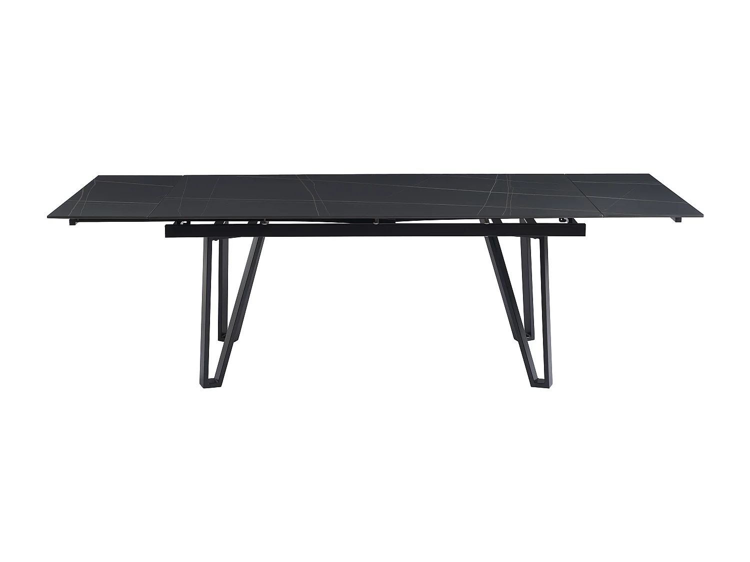 Utdragbart matbord för 6 till 10 personer i keramik och metall - Svart marmoreffekt - SARINO