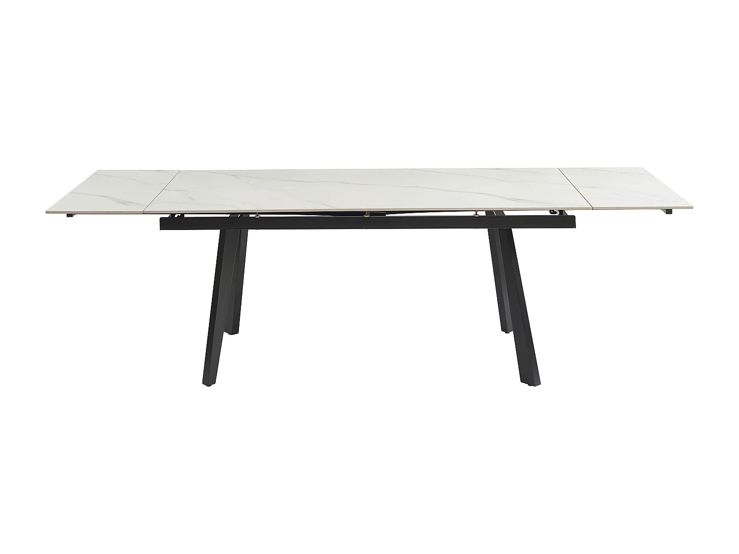 Esstisch ausziehbar - 6 bis 10 Personen - Keramik & Metall - Marmor-Optik Weiß & Schwarz - MARVENA