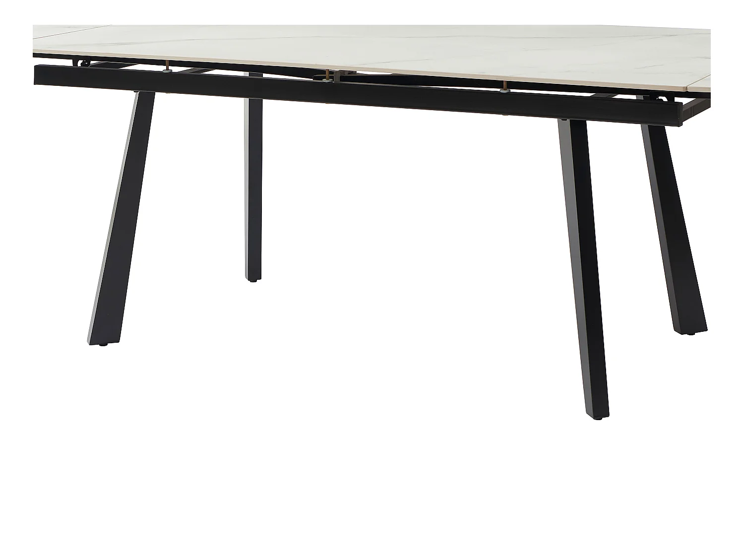 Uitschuifbare eettafel voor 6 tot 10 personen in keramiek en metaal - Witte marmerlook en zwart - MARVENA