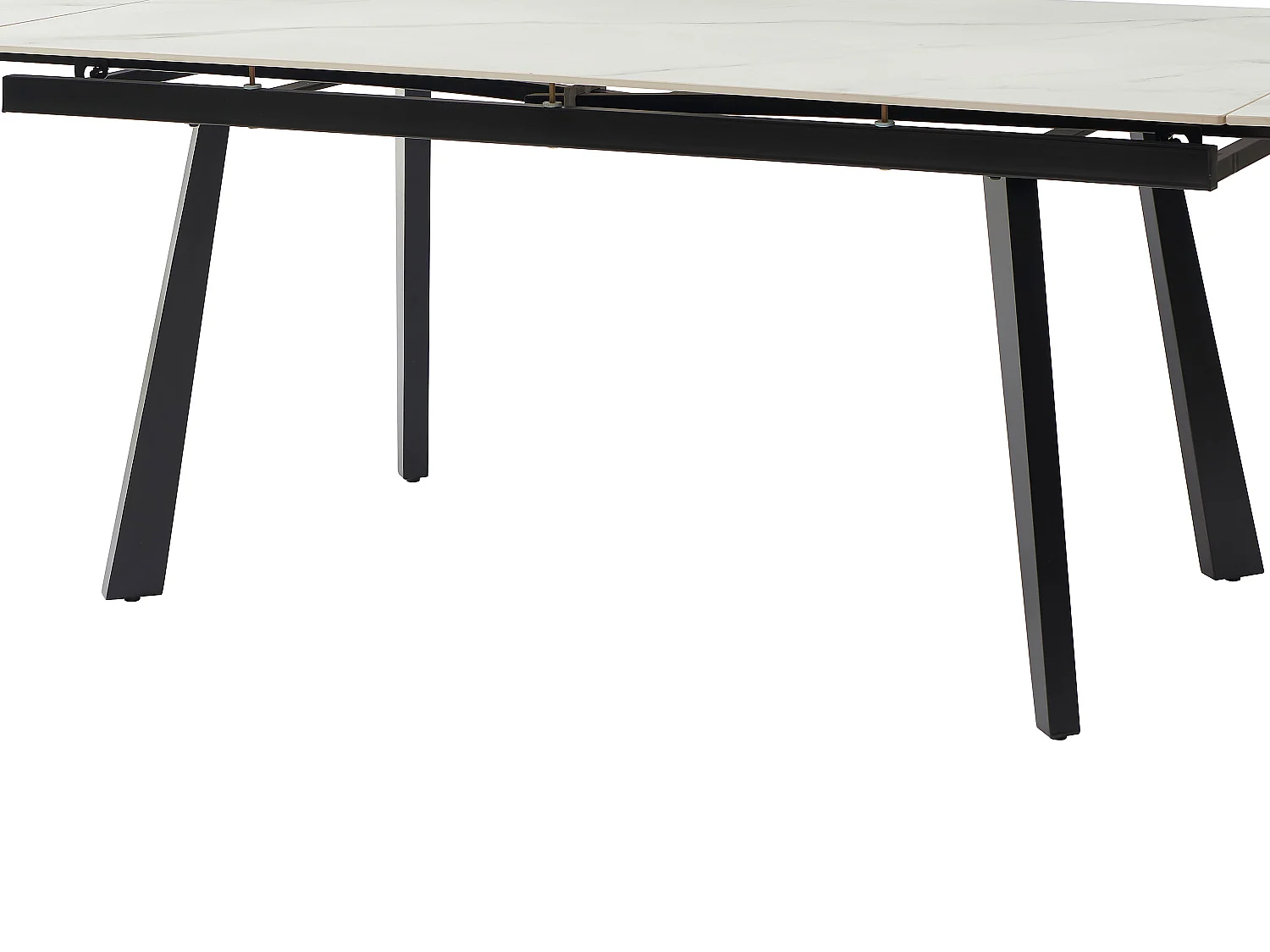 Table à manger extensible 6 à 10 personnes en céramique et métal - Effet marbre blanc et noir - MARVENA