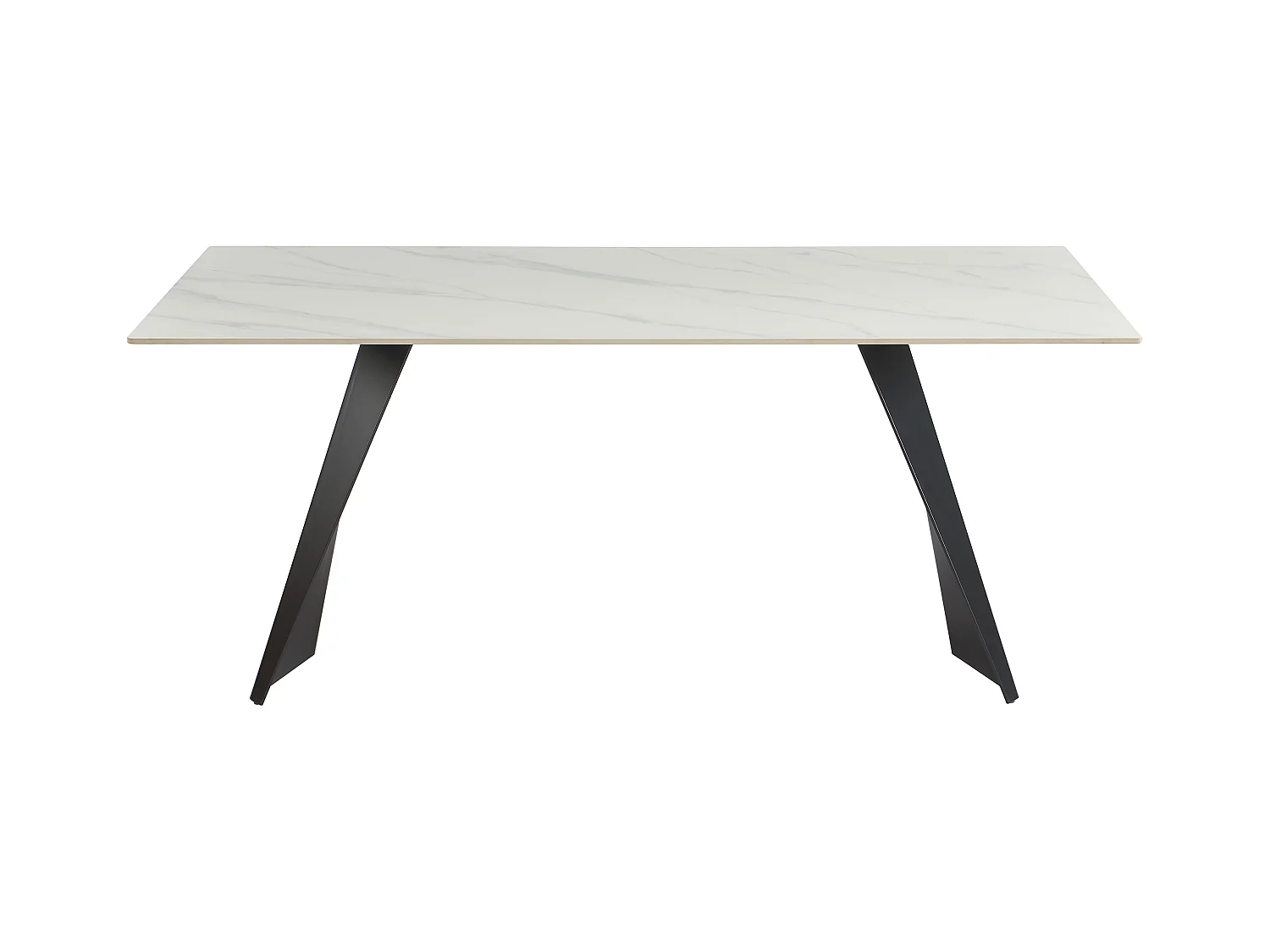 Mesa de comedor para 6 personas en cerámica y metal - Efecto mármol blanco y negro - NIOLEA