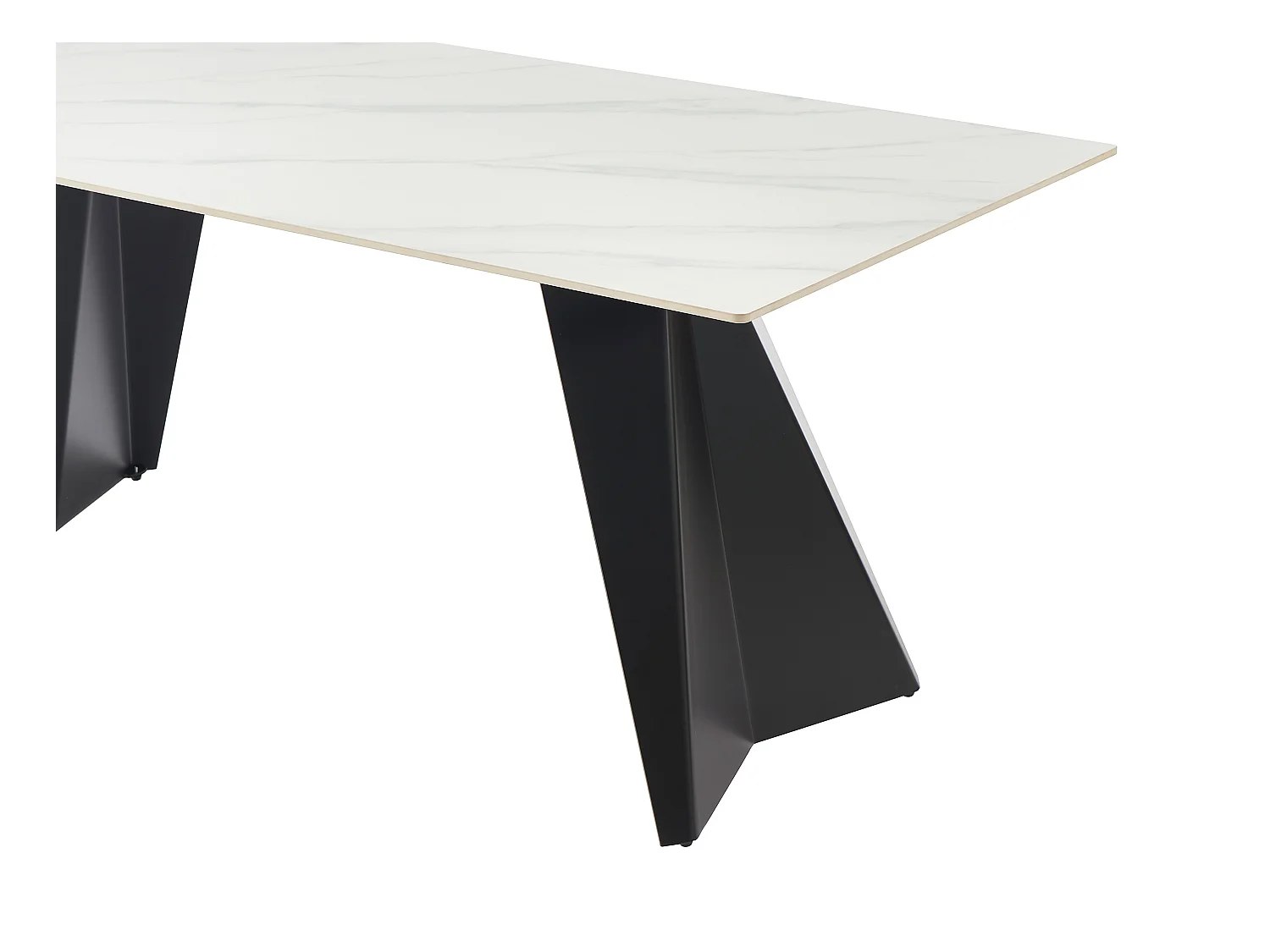 Mesa de comedor para 6 personas en cerámica y metal - Efecto mármol blanco y negro - NIOLEA