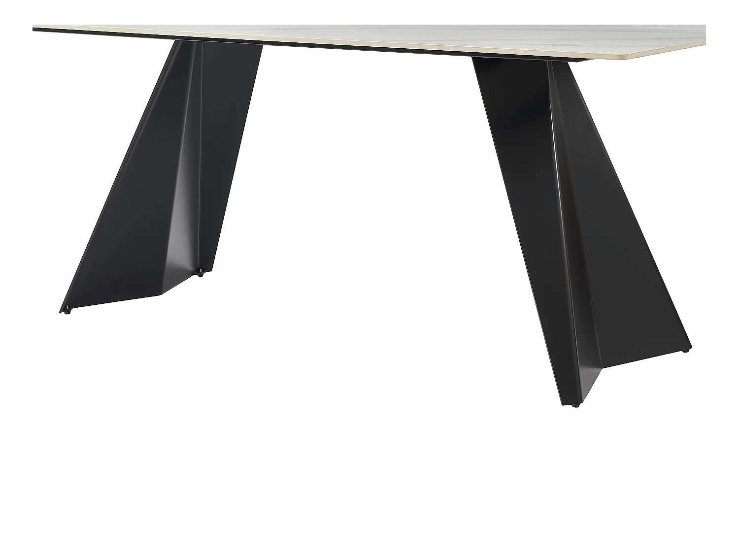 Mesa de comedor para 6 personas en cerámica y metal - Efecto mármol blanco y negro - NIOLEA