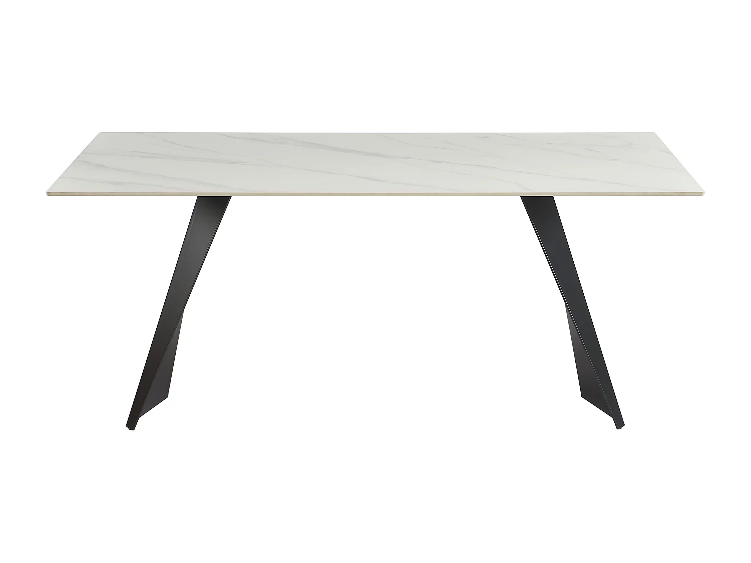 Table à manger 6 personnes en céramique et métal - Effet marbre blanc et Noir - NIOLEA