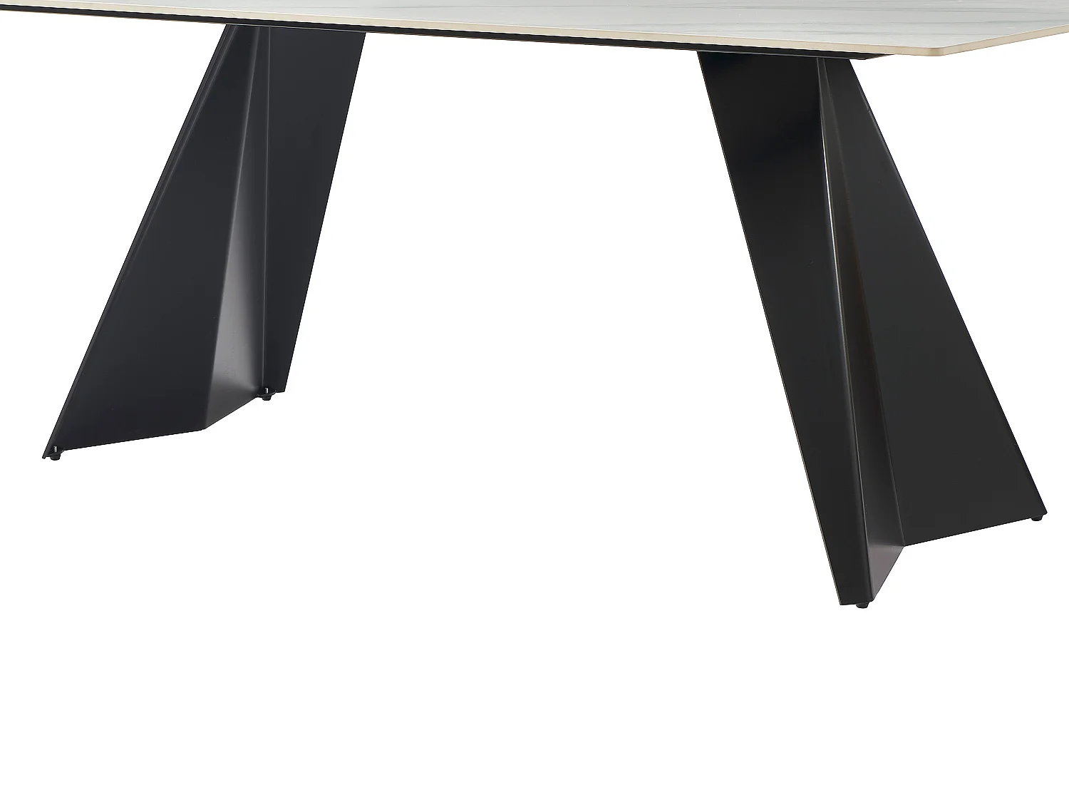 Table à manger 6 personnes en céramique et métal - Effet marbre blanc et Noir - NIOLEA