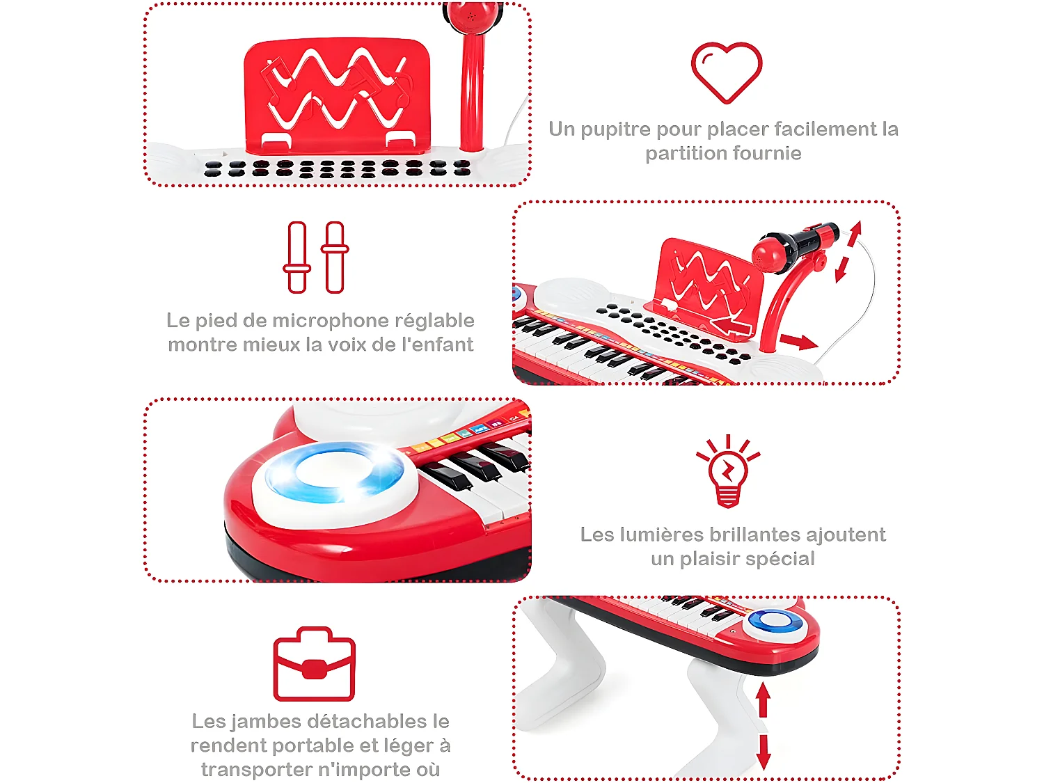 Clavier de piano electronique à 37 touches pour enfants jouet piano educatif portable