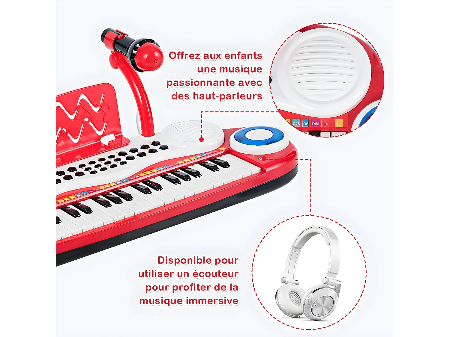 Clavier de piano electronique à 37 touches pour enfants jouet piano educatif portable