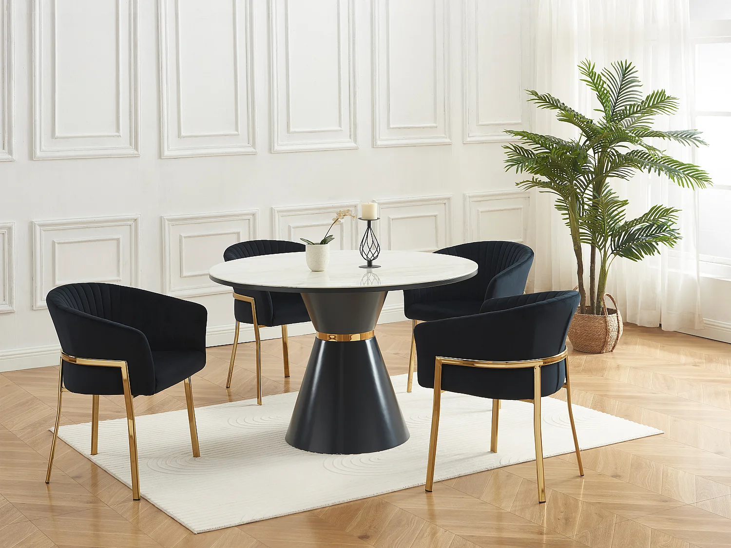 Lot de 2 chaises avec accoudoirs en velours et métal doré - Noir - ZAOVA de Pascal MORABITO