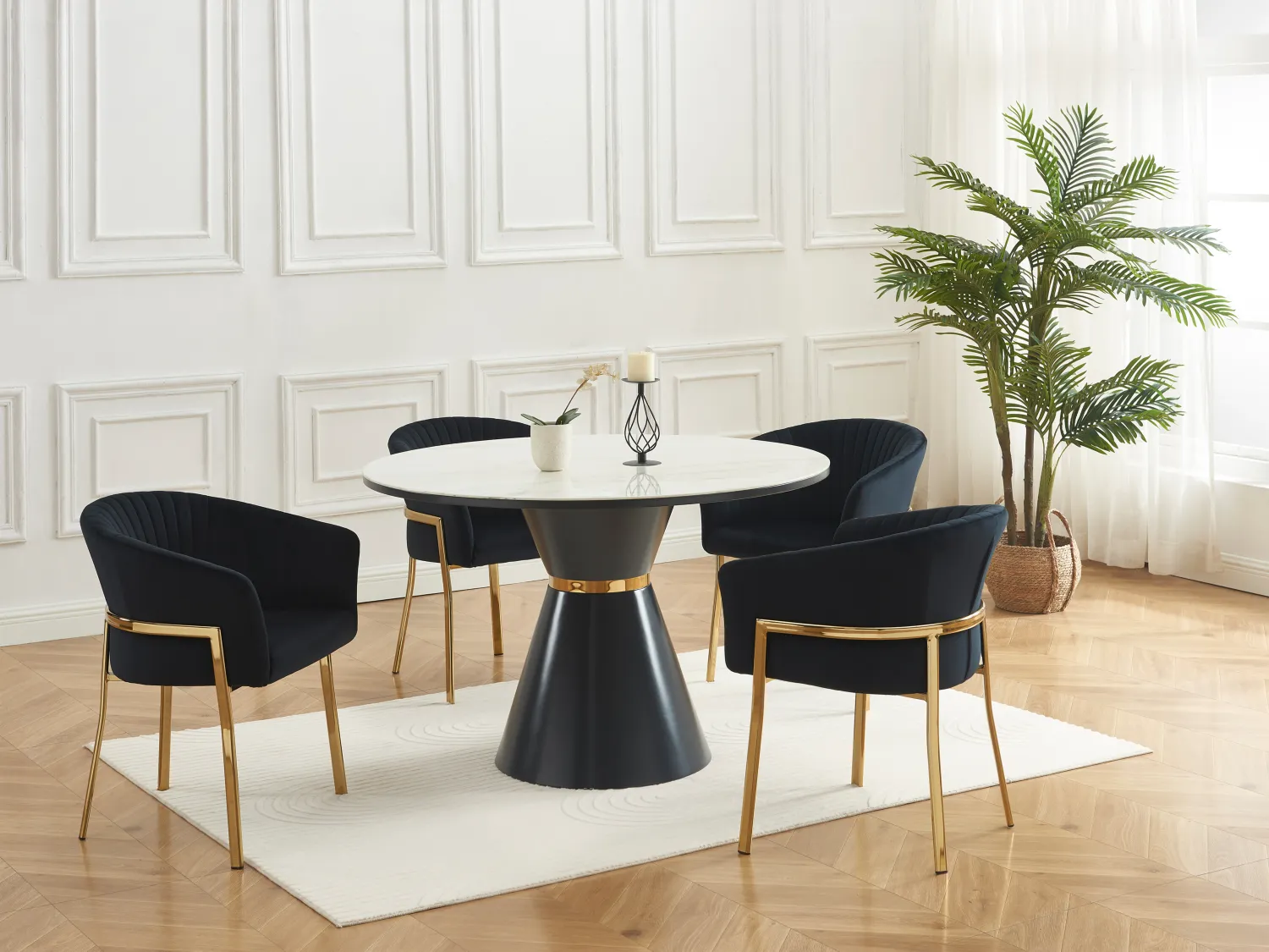 Lot de 2 chaises avec accoudoirs en velours et métal doré - Noir - ZAOVA de Pascal MORABITO