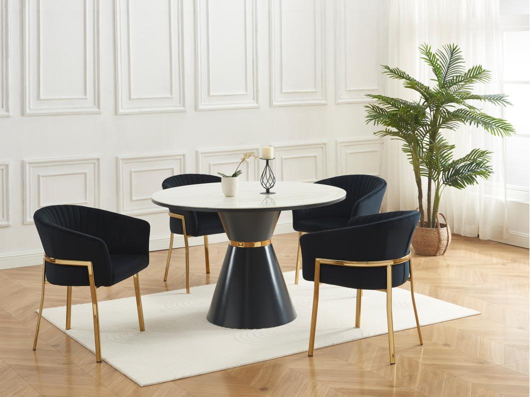Set van 2 stoelen met armleuningen van velours en goudkleurig metaal - Zwart - ZAOVA van Pascal MORABITO