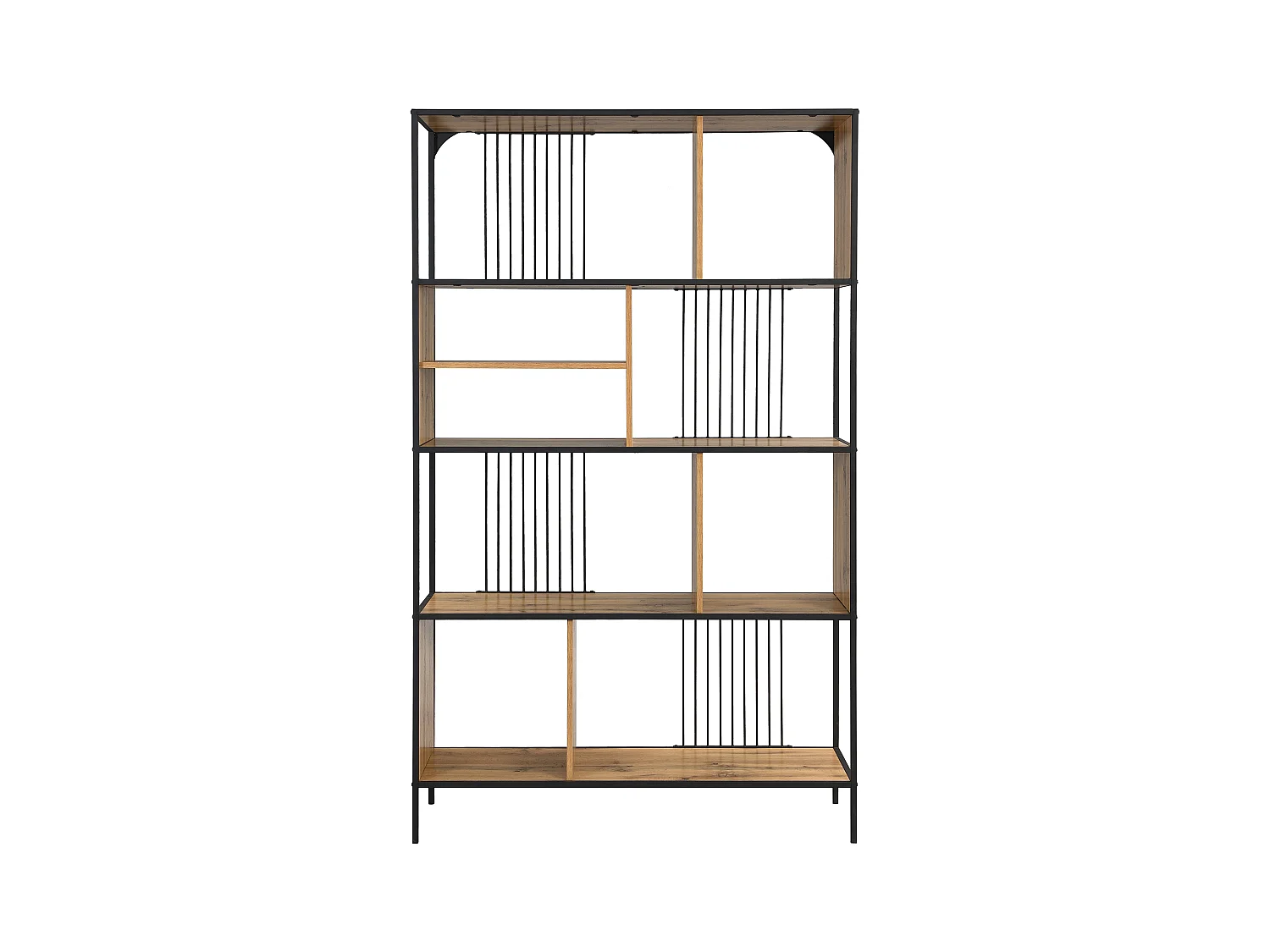 Etagère avec 9 niches en MDF et acier - Naturel et Noir - LEMAVIA