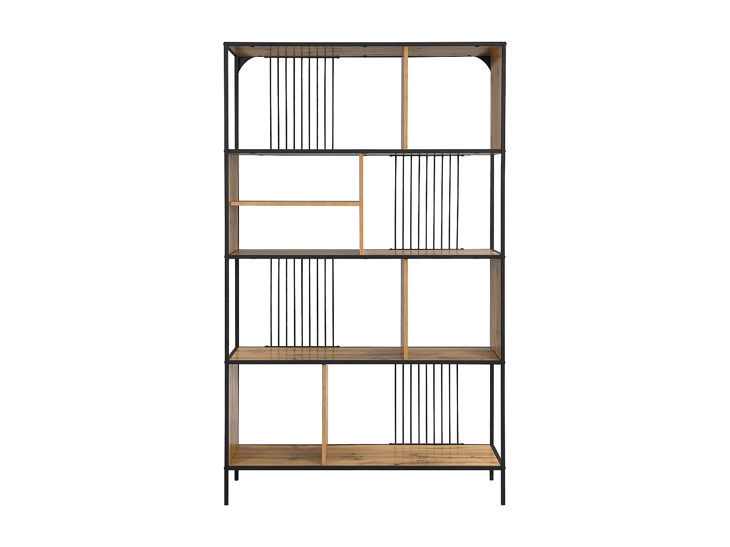 Etagère avec 9 niches en MDF et acier - Naturel et Noir - LEMAVIA