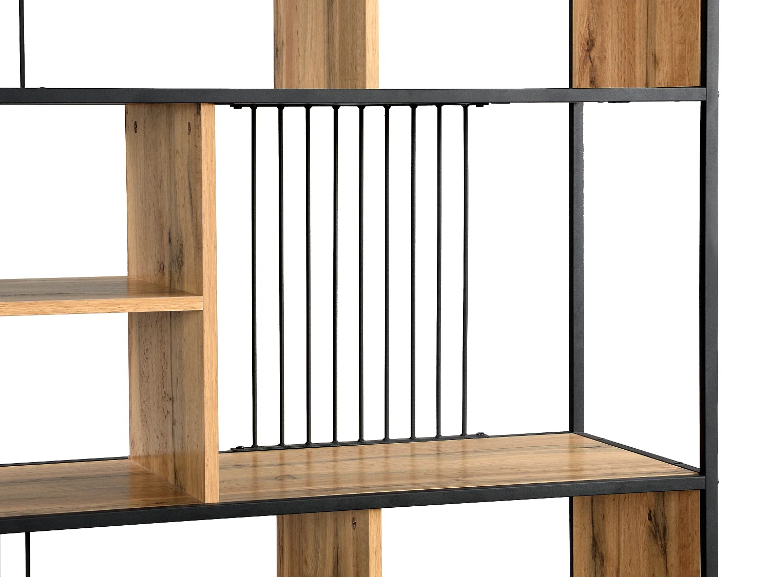 Etagère avec 9 niches en MDF et acier - Naturel et Noir - LEMAVIA