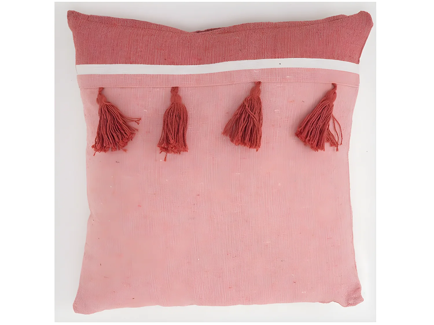 Funda de cojin Cuadrado Pompon Naranja (45X45). Sin Relleno.