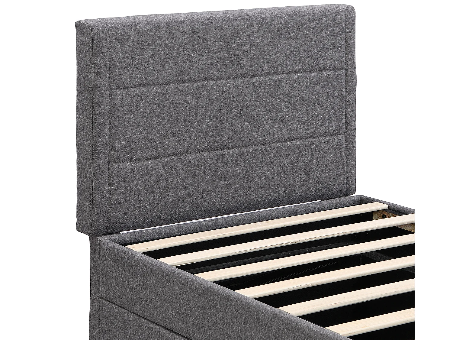 Lit boxspring 90 x 200 cm avec tête de lit et sommier - tissu lin - coloris gris