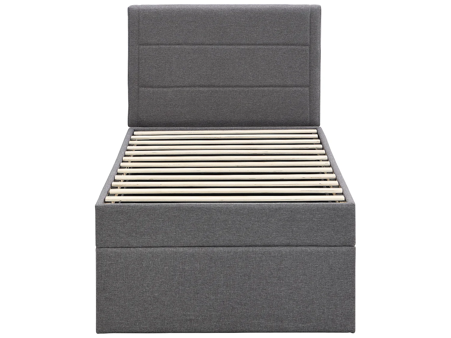 Lit boxspring 90 x 200 cm avec tête de lit et sommier - tissu lin - coloris gris