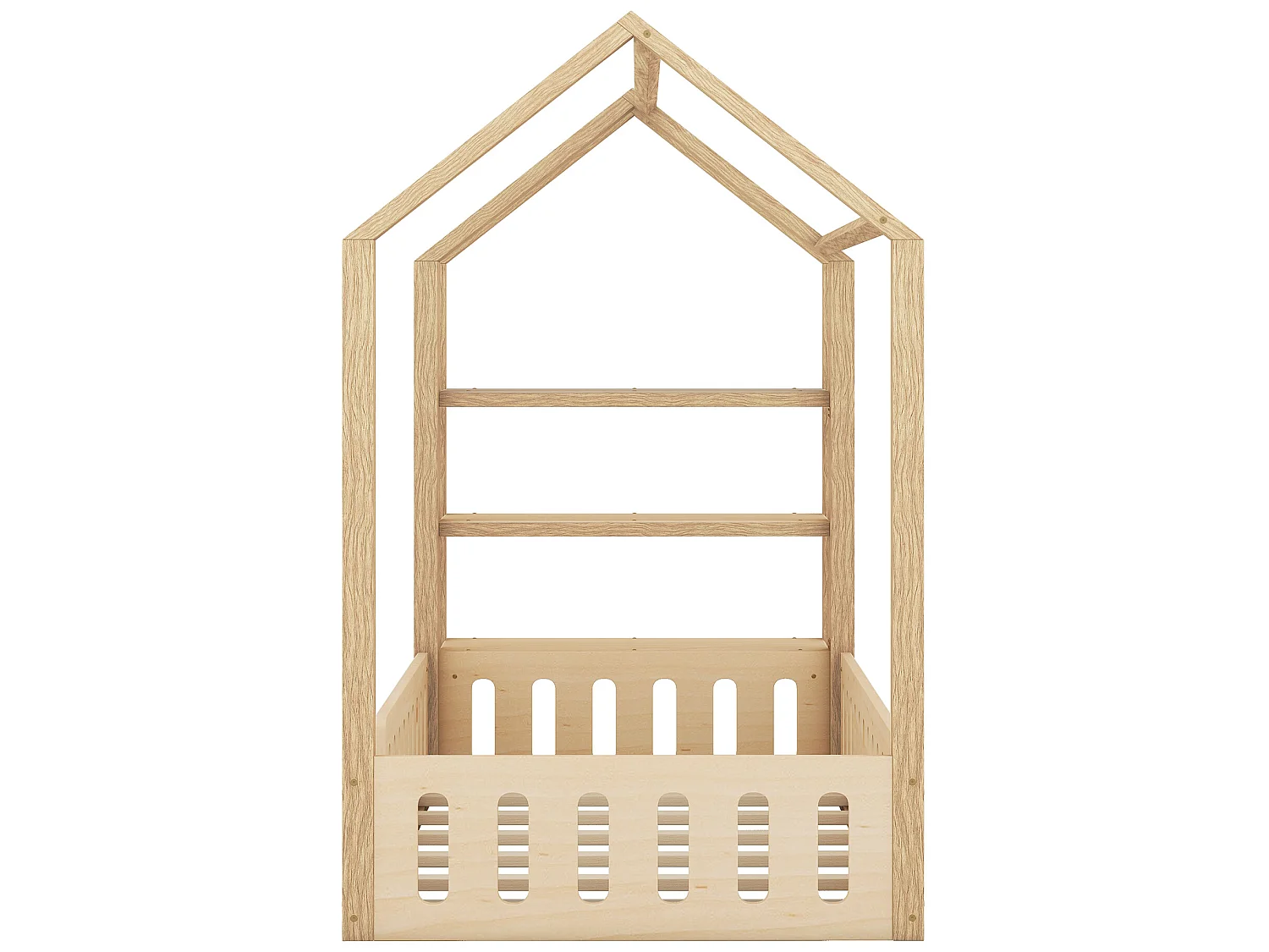 Cabinebed 90 x 200 cm met 3 planken - Grenen en MDF - Naturel