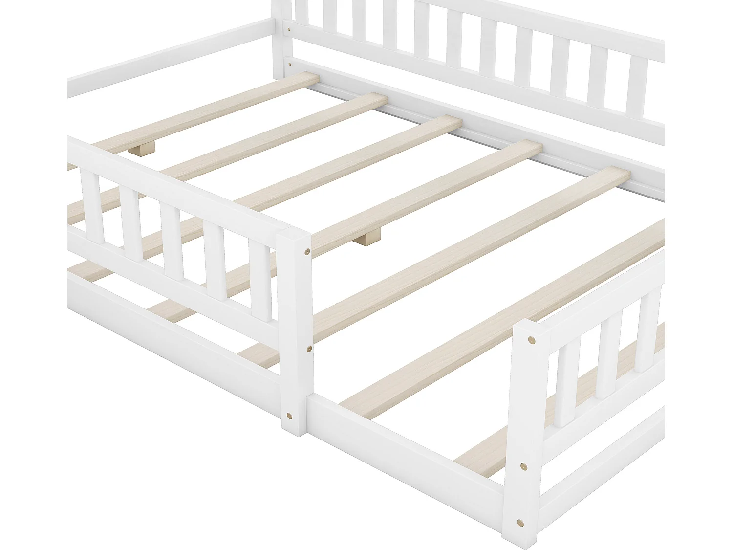 Cama cabine 140 x 200 cm com mesa de cabeceira - Pinho e MDF - Branco