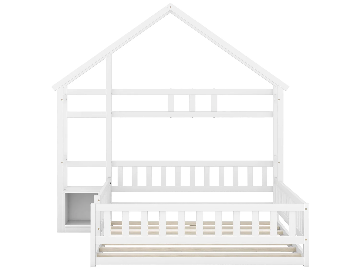 Hochbett 140 x 200 cm mit Nachttisch – Kiefer und MDF – Weiß