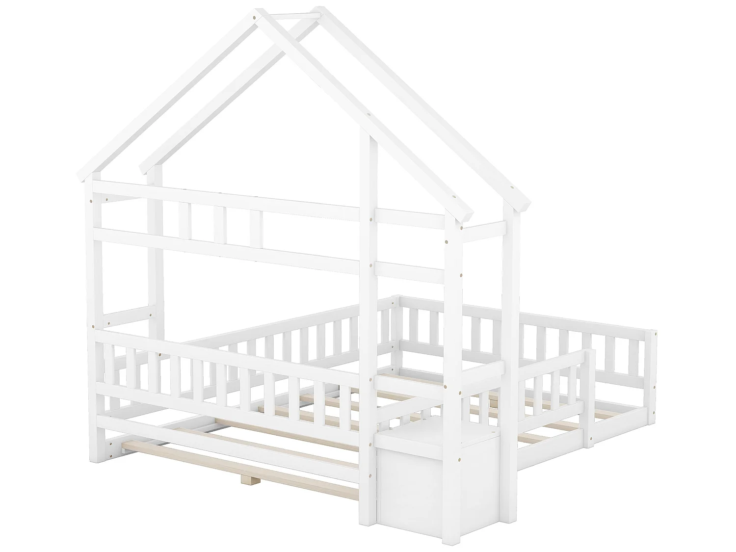 Hochbett 140 x 200 cm mit Nachttisch – Kiefer und MDF – Weiß