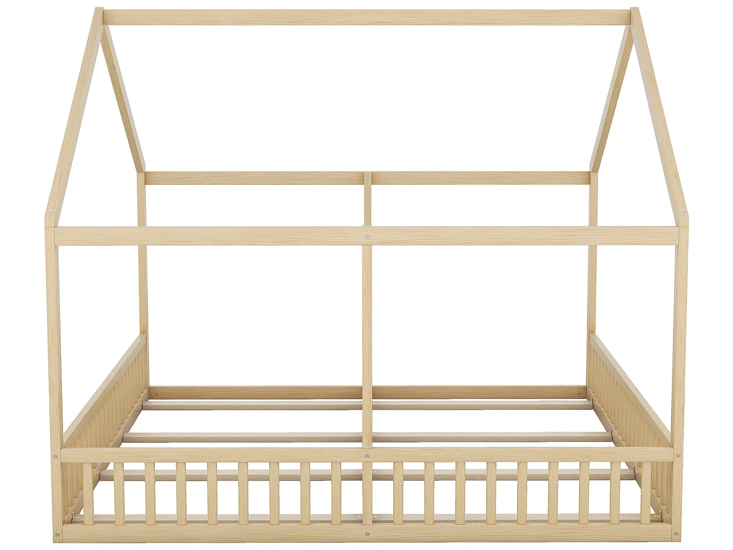 Lit cabane 2 places - 2 x 90 x 200 cm - bois pin + MDF - coloris naturel