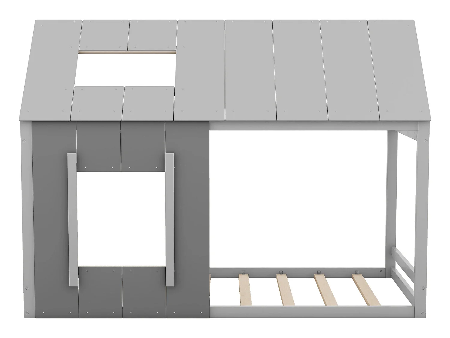 Cama nido infantil de 90 x 200 cm - pino y MDF - color: Gris