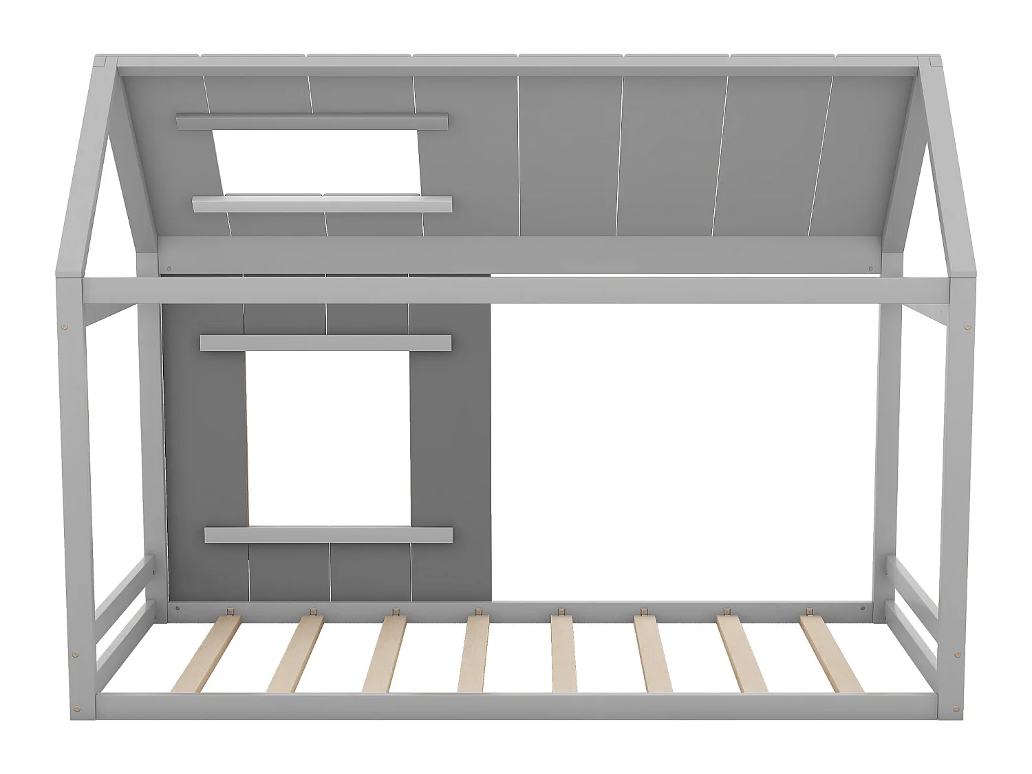 Cama nido infantil de 90 x 200 cm - pino y MDF - color: Gris