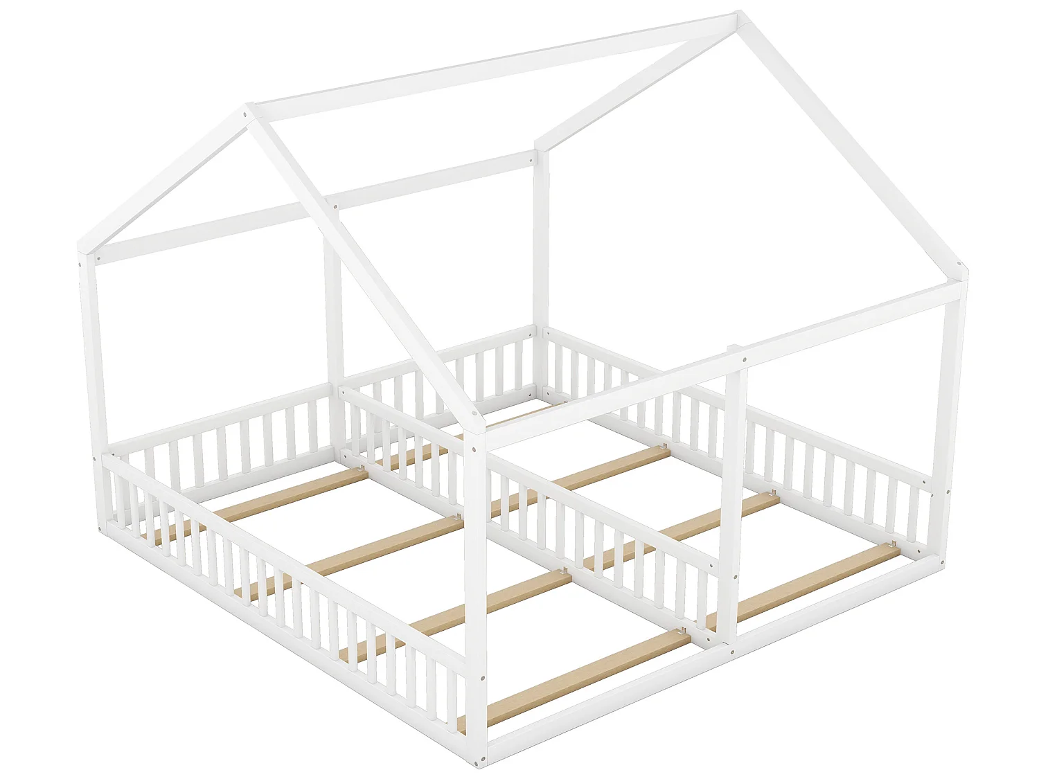 2-Sitzer-Kabinenbett – 2 x 90 x 200 cm – Kiefernholz + MDF – weiße Farbe