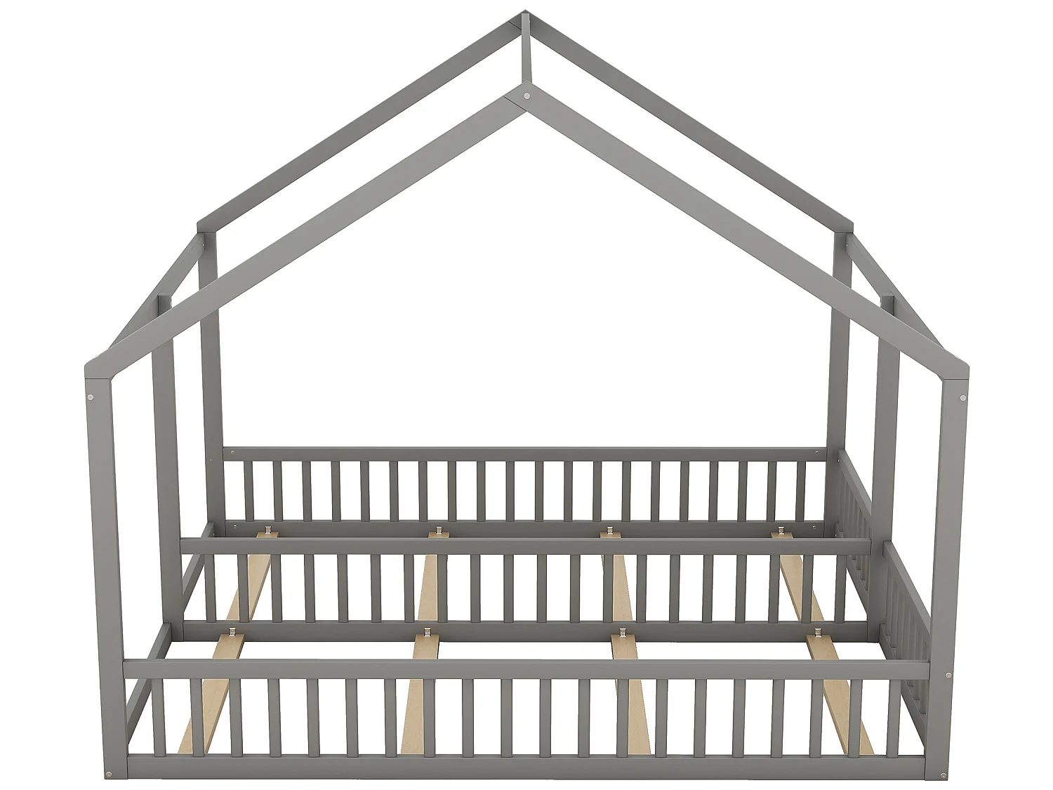 Lit cabane 2 places - 2 x 90 x 200 cm - bois pin + MDF - coloris gris