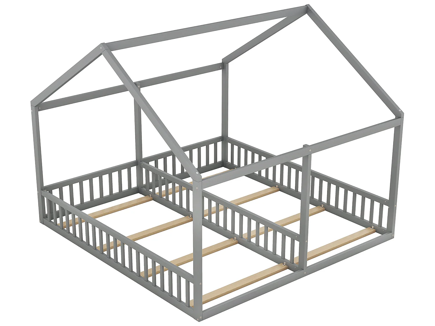 Tweepersoons hoogslaper - 2 x 90 x 200 cm - grenenhout + MDF - grijze kleur