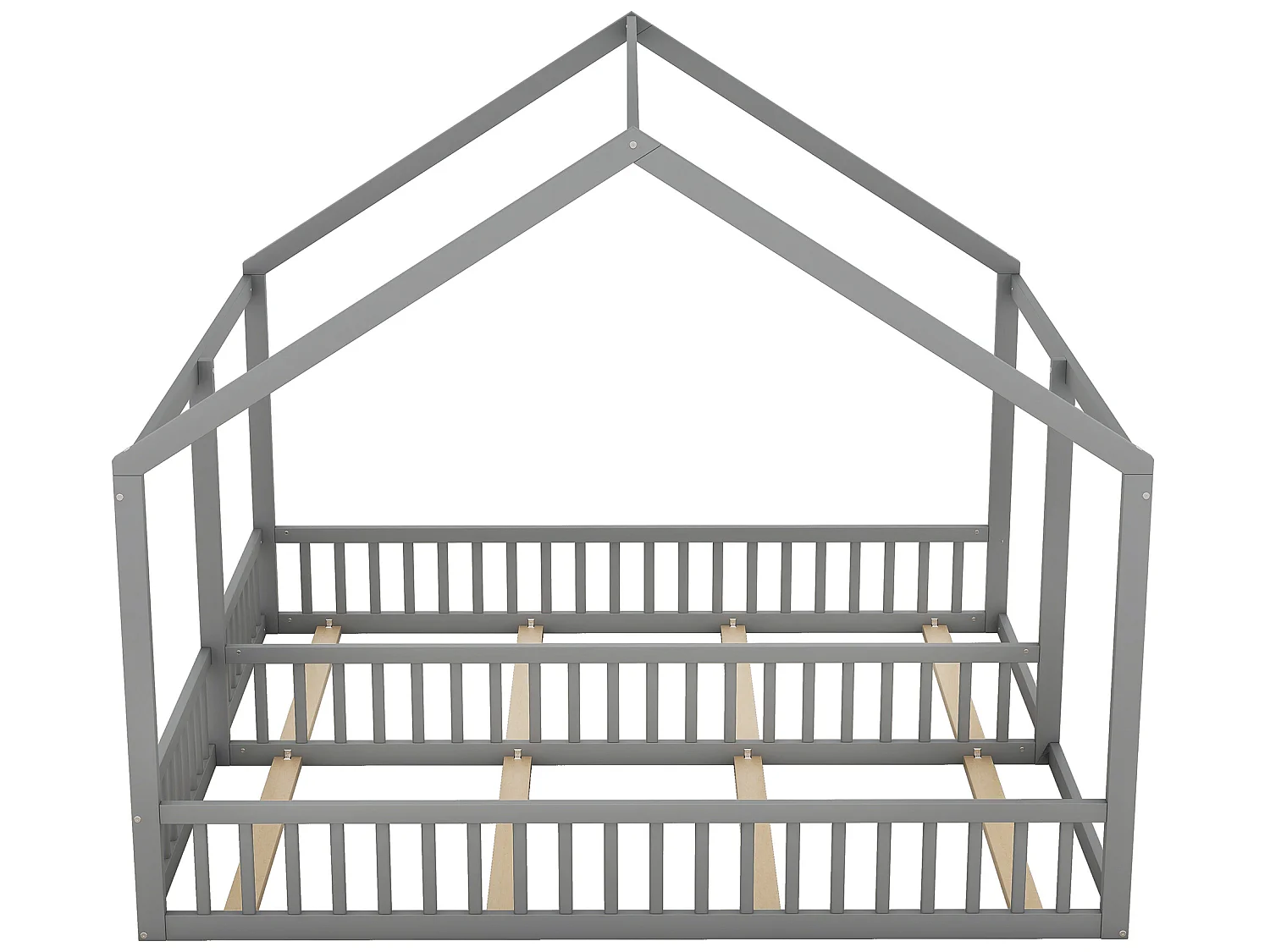 Tweepersoons hoogslaper - 2 x 90 x 200 cm - grenenhout + MDF - grijze kleur