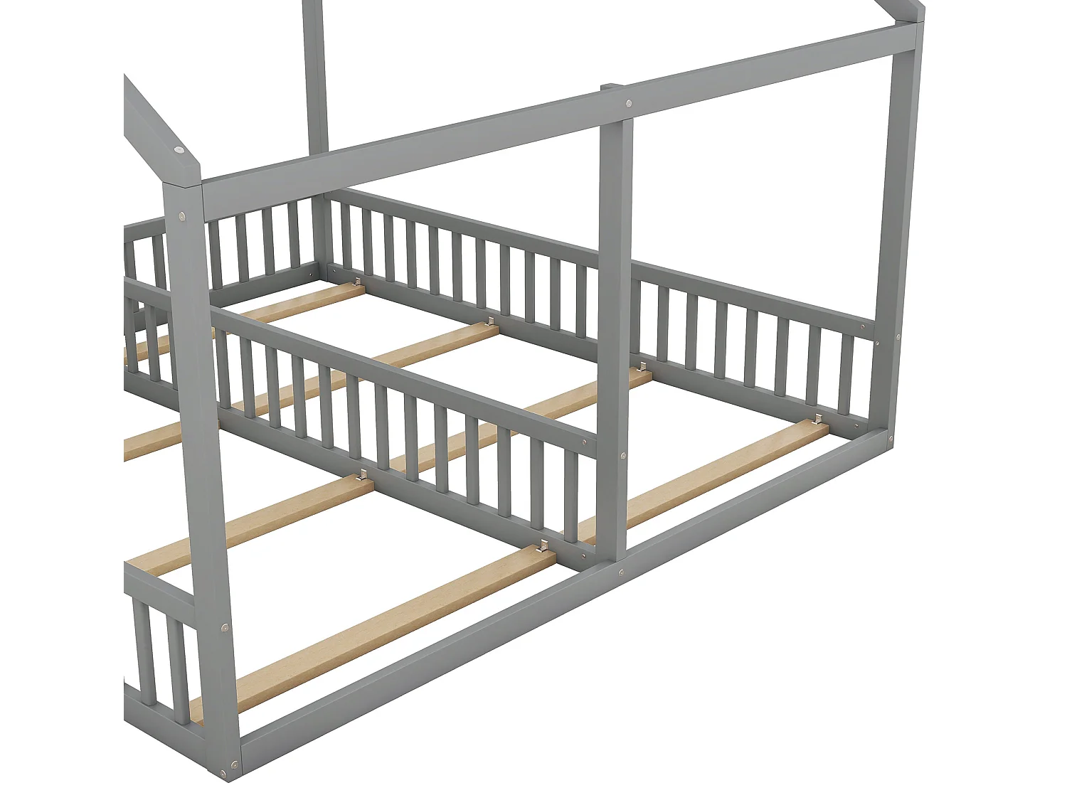 Tweepersoons hoogslaper - 2 x 90 x 200 cm - grenenhout + MDF - grijze kleur