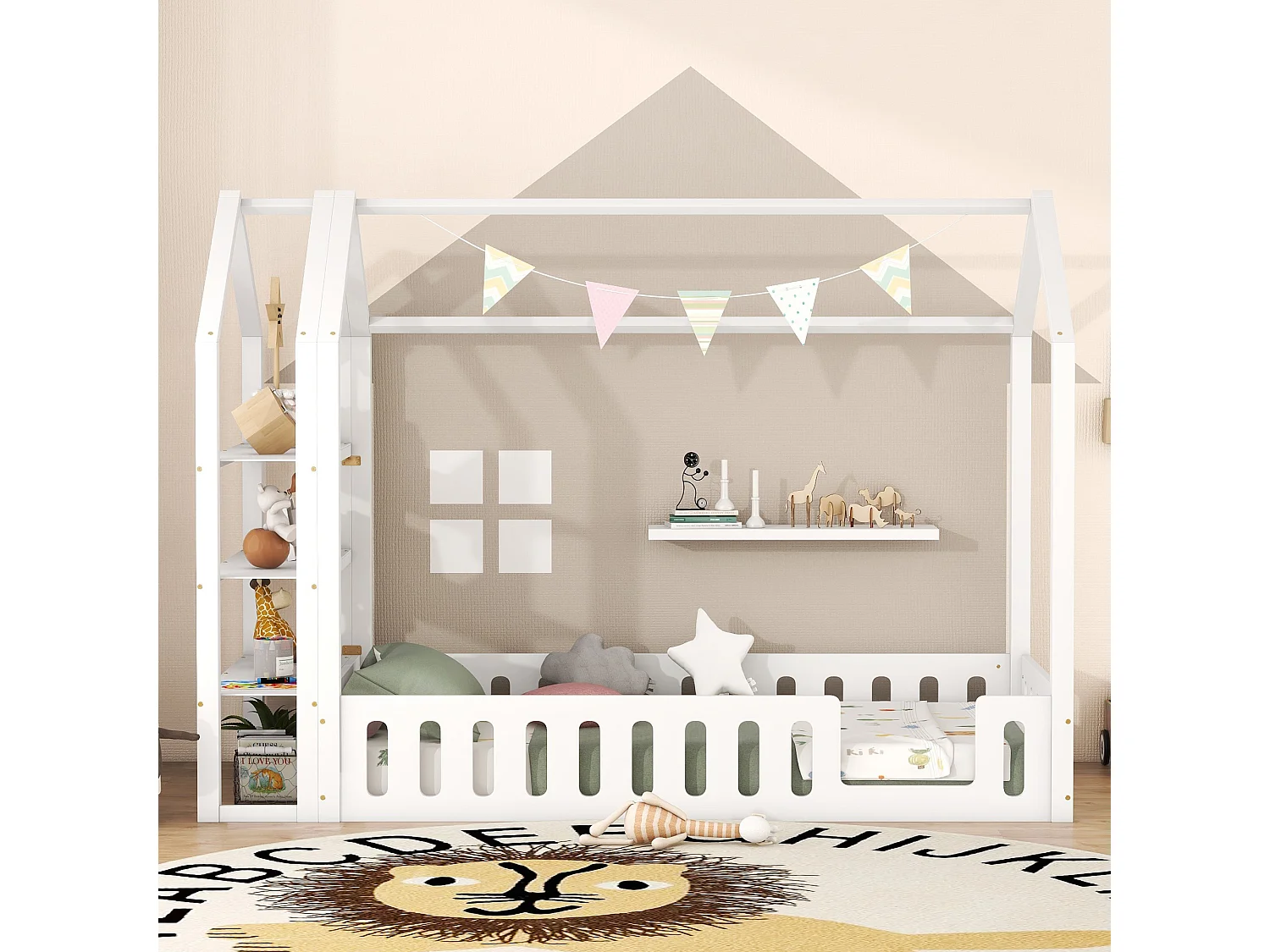 Cabinebed 90 x 200 cm met 3 planken - Grenen en MDF - Wit