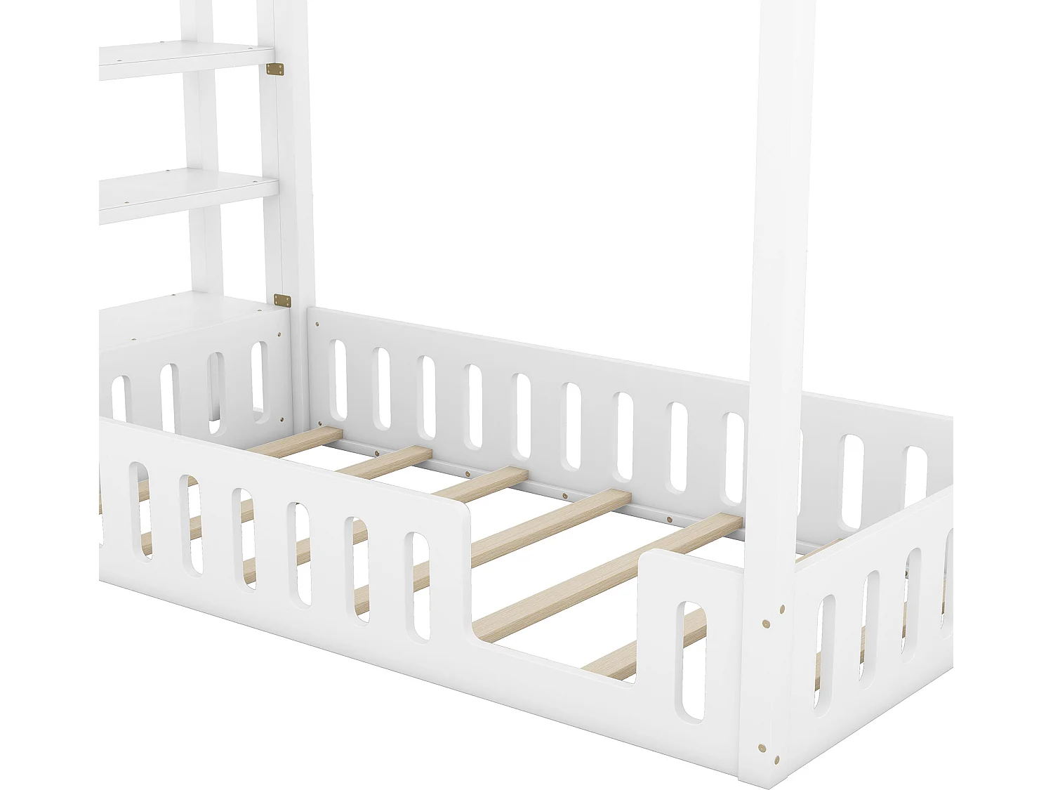 Cabinebed 90 x 200 cm met 3 planken - Grenen en MDF - Wit