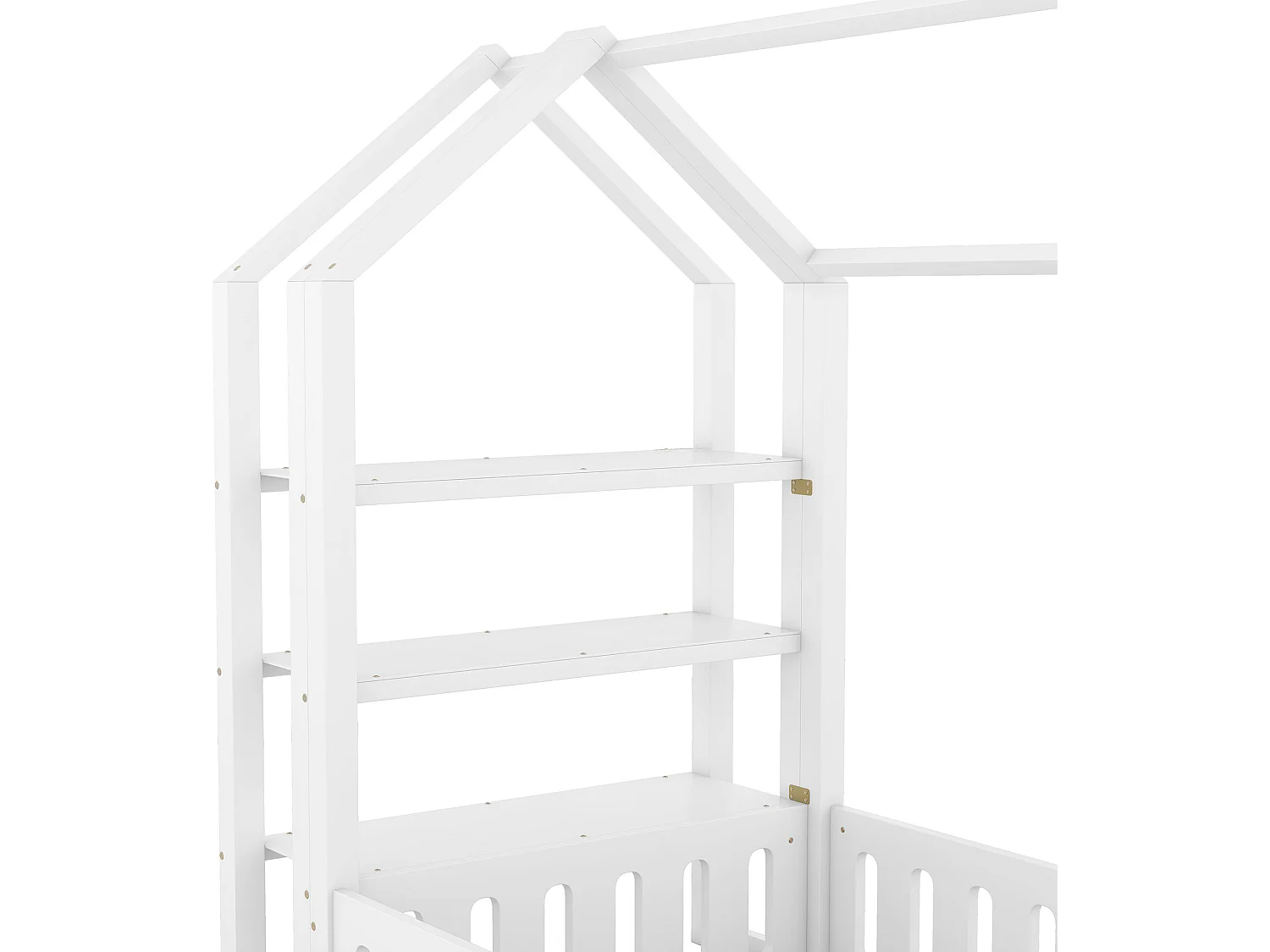 Cabinebed 90 x 200 cm met 3 planken - Grenen en MDF - Wit