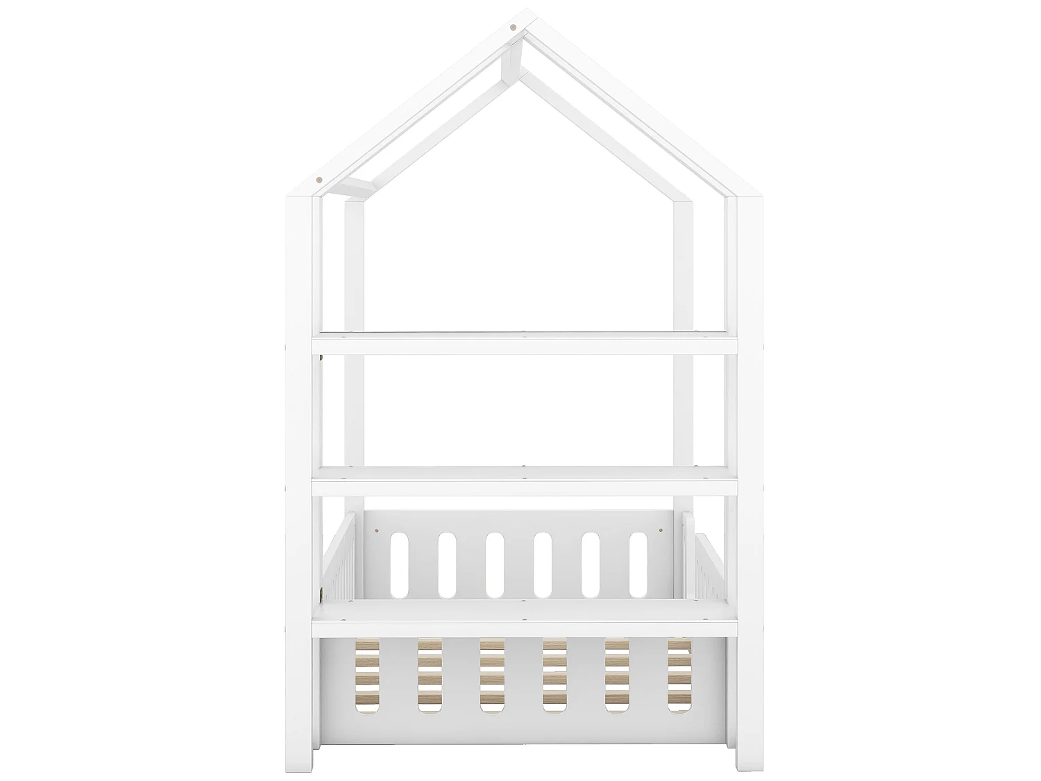 Cabinebed 90 x 200 cm met 3 planken - Grenen en MDF - Wit