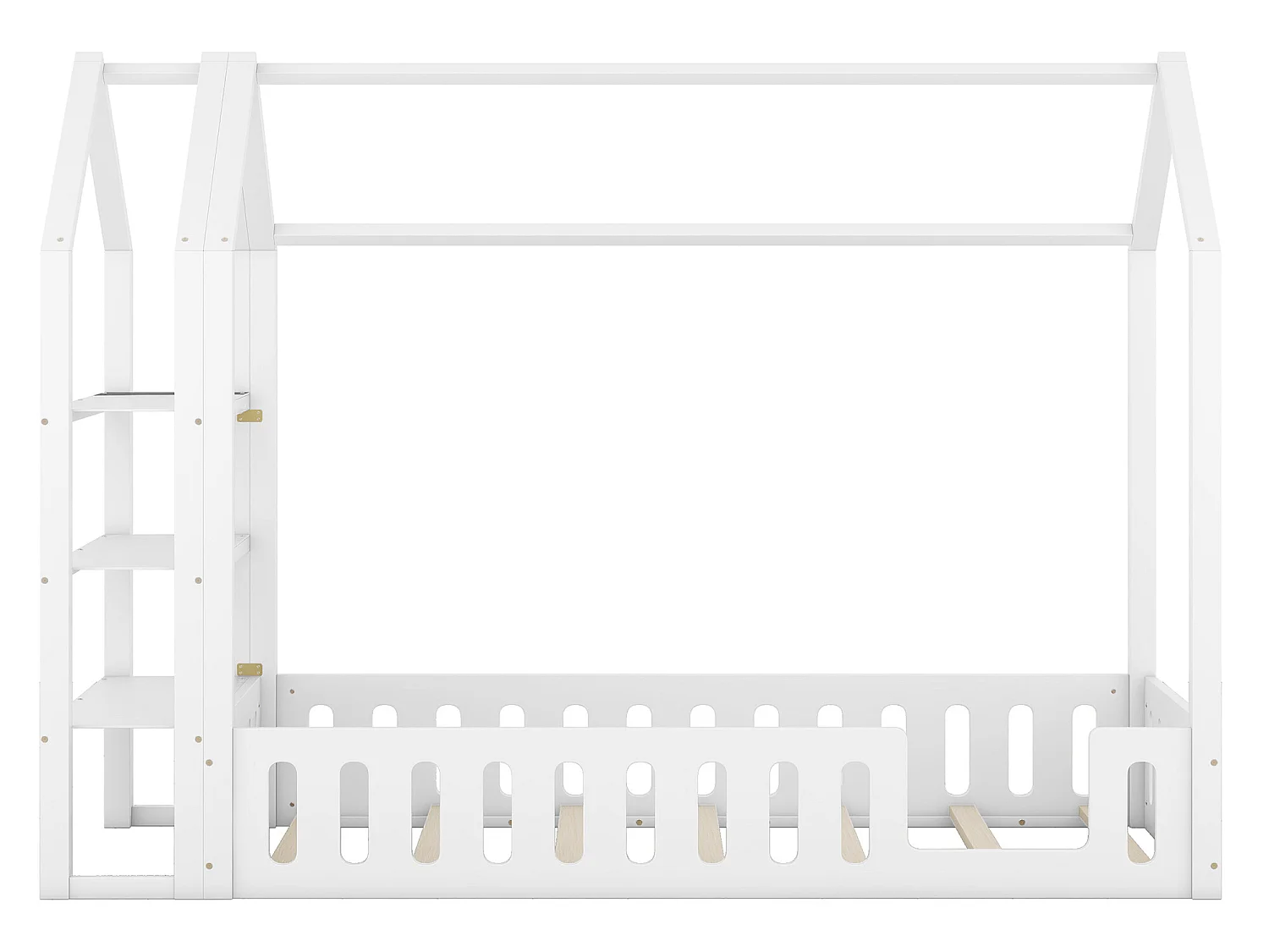 Cabinebed 90 x 200 cm met 3 planken - Grenen en MDF - Wit