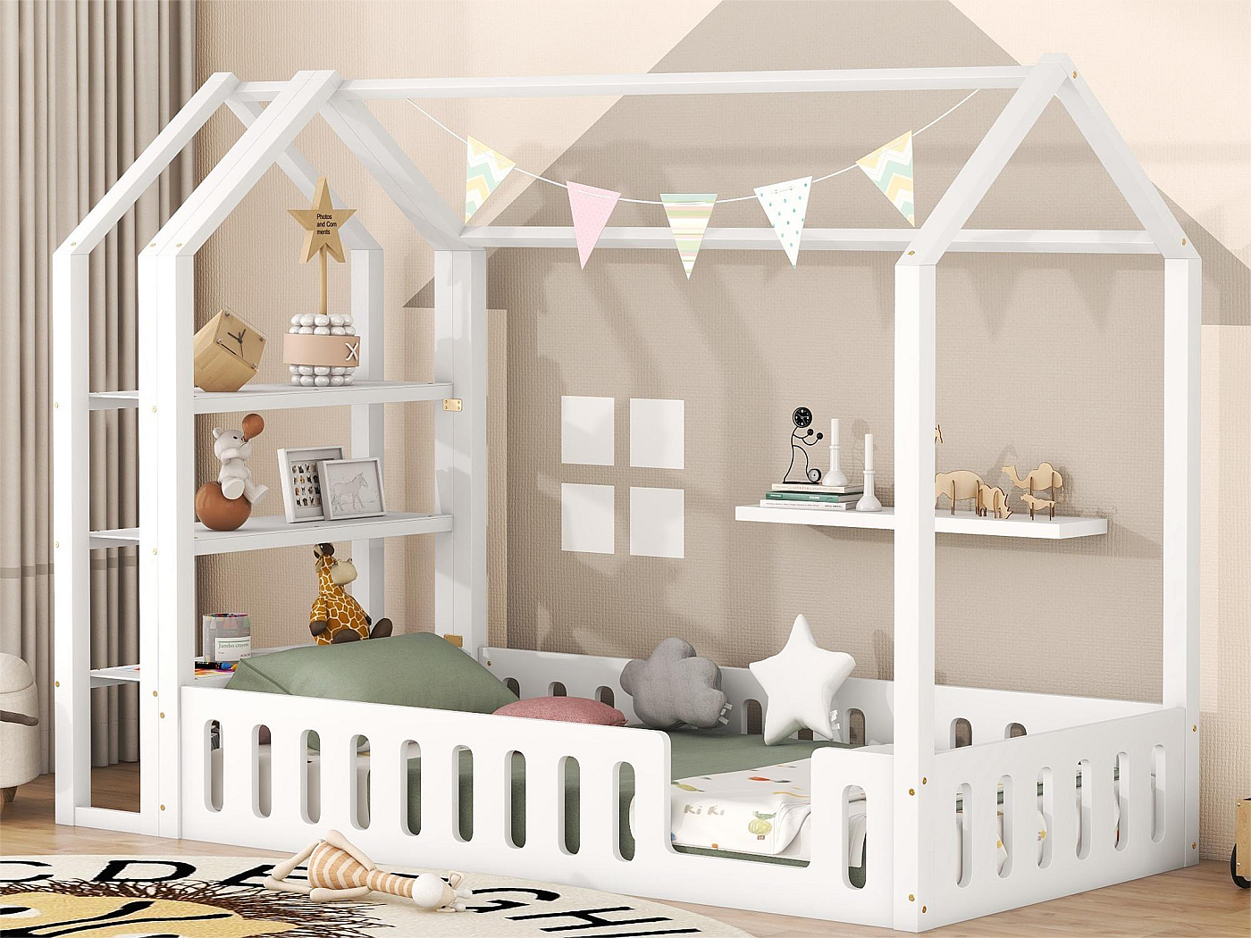 Lettino A Soppalco Con Scrivania - 90x200 Cm, Bianco, Senza Materasso - Per Camerette E Spazi Piccoli - Foto 6