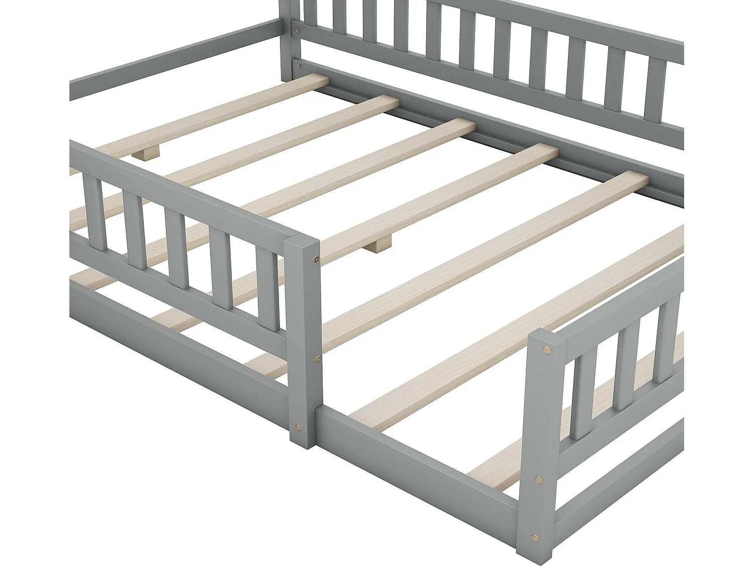 Cama cabine 140 x 200 cm com mesa de cabeceira - Pinho e MDF - Cinza