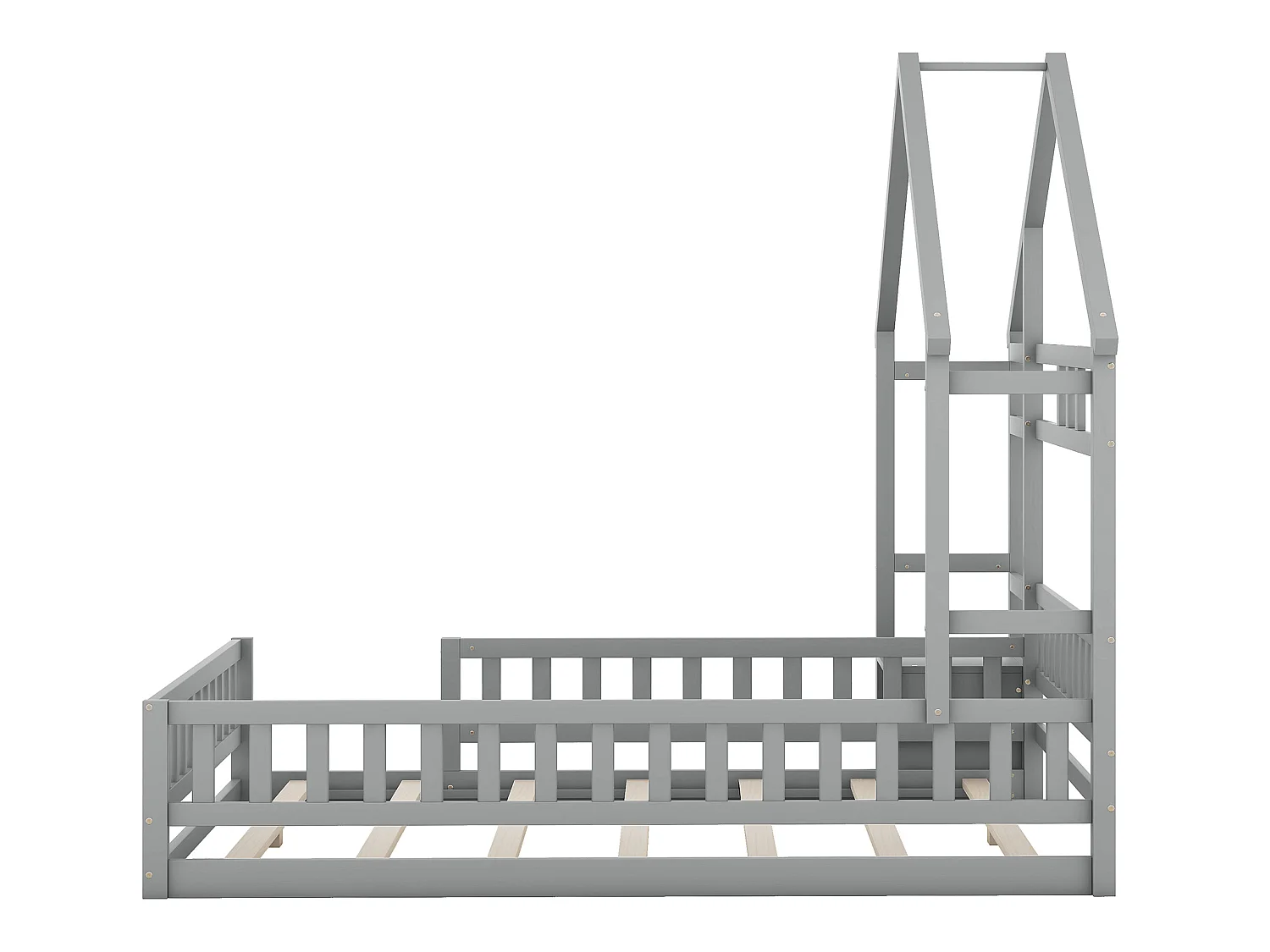 Letto a castello 140 x 200 cm con comodino - Pino e MDF - Grigio