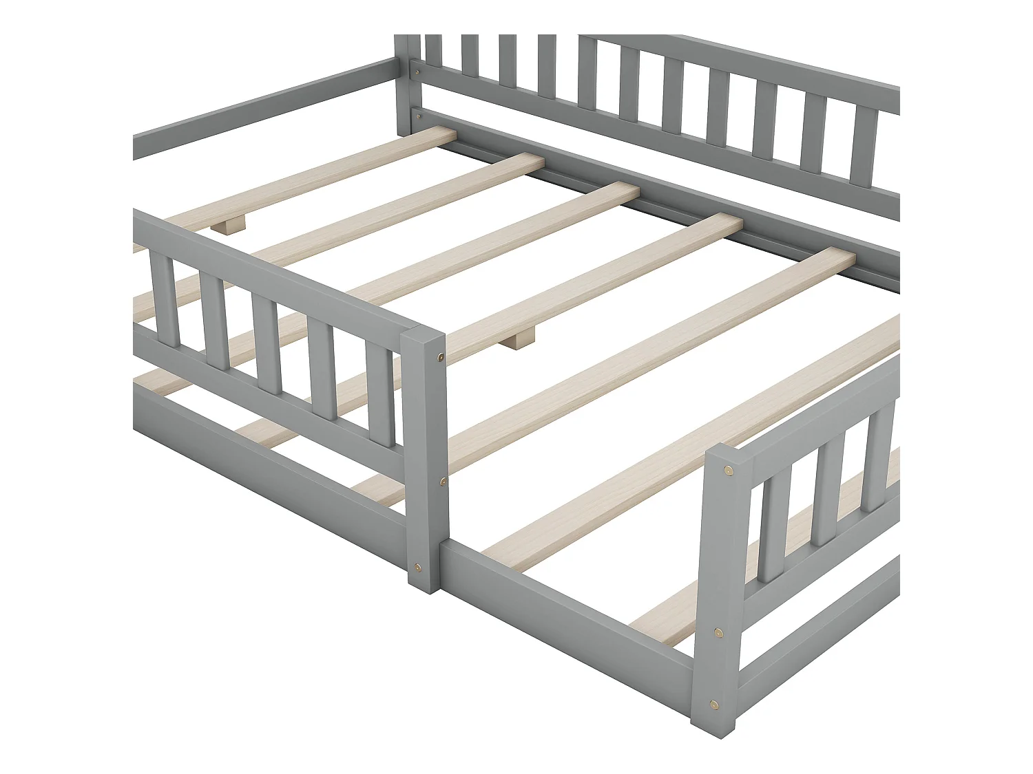 Letto a castello 140 x 200 cm con comodino - Pino e MDF - Grigio