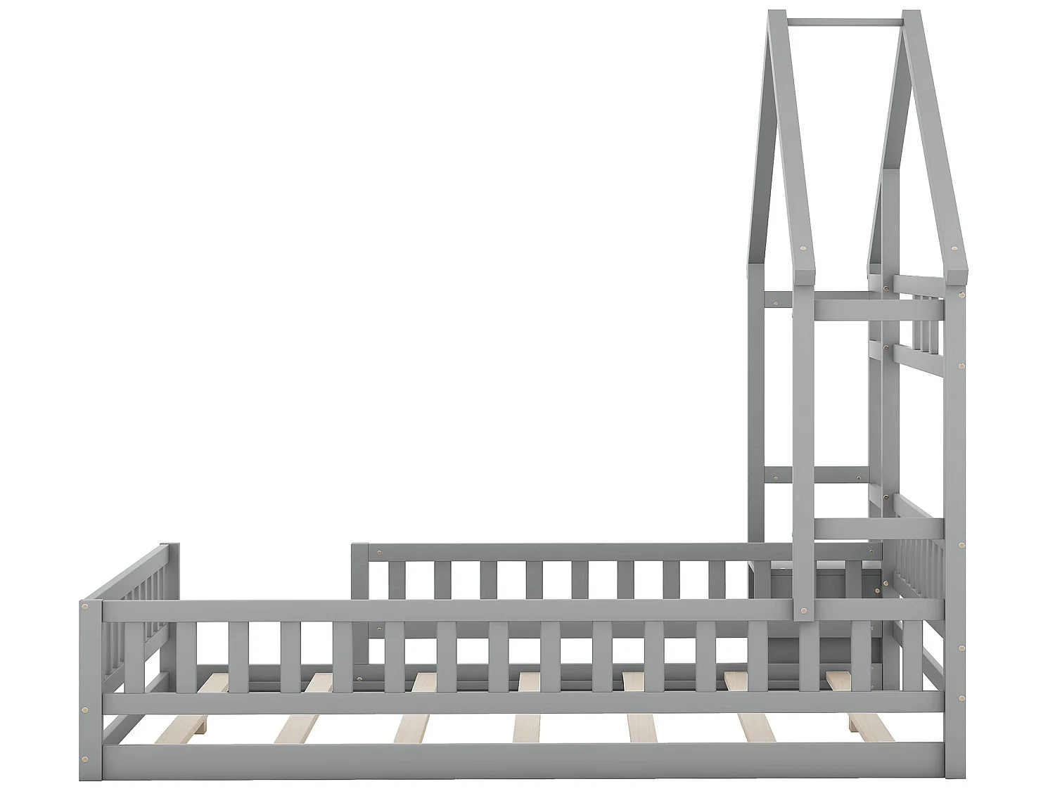 Łóżko kabinowe 140 x 200 cm z szafką nocną - Sosna i MDF - Szare