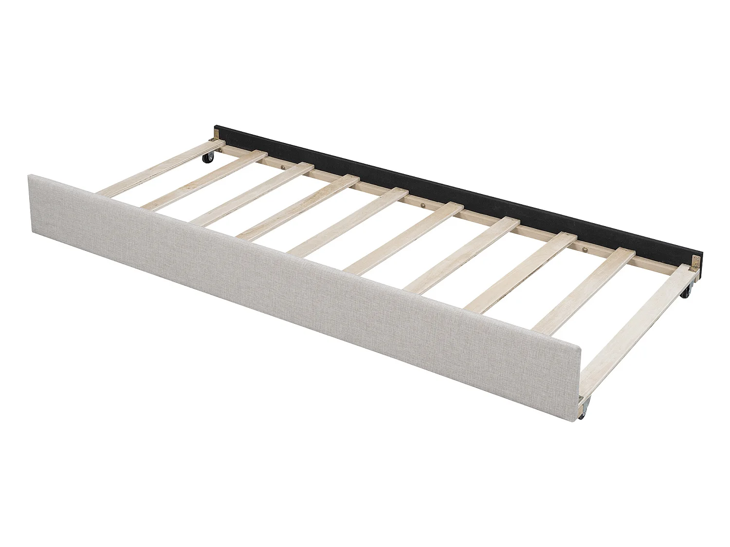 Onderschuifbed - 90 x 200 cm en 90 x 190 cm - linnen stof - beige kleur