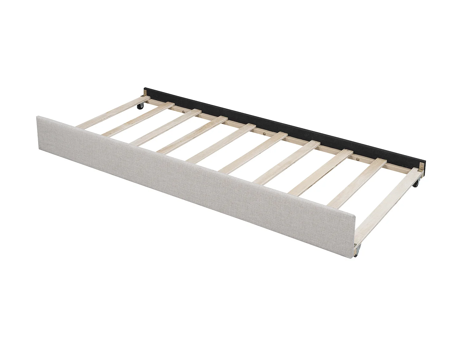 Lit gigogne - 90 x 200 cm et 90 x 190 cm - tissu lin -  coloris beige